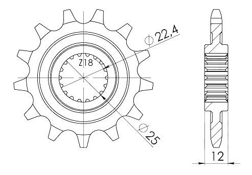 Supersprox pignone 520 - 11Z - a denti stretti 22,4/25,0