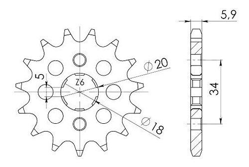 Supersprox Ritzel 428 - 13Z - grobverzahnt 18,0/20,0