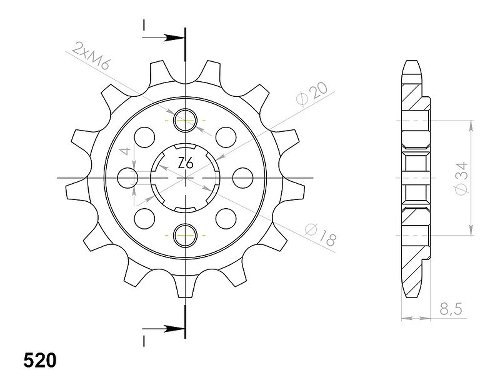 Supersprox Pinion 520 - 11Z - rough toothed 18,0/20,0