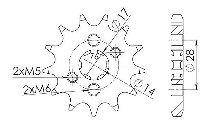 Supersprox Pinion 428 - 14Z - rough toothed 14,0/17,0