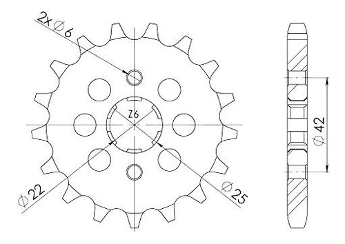 Supersprox Pinion 530 - 15Z - rough toothed 22,0/25,0