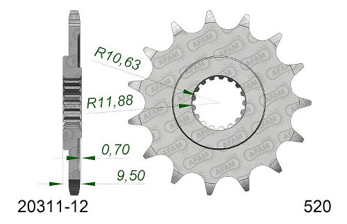 Supersprox pignon 520 - 12Z - à denture fine 21,4/23,8