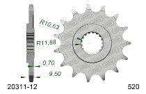 Supersprox piñón 520 - 12Z - de dientes finos 21,4/23,8