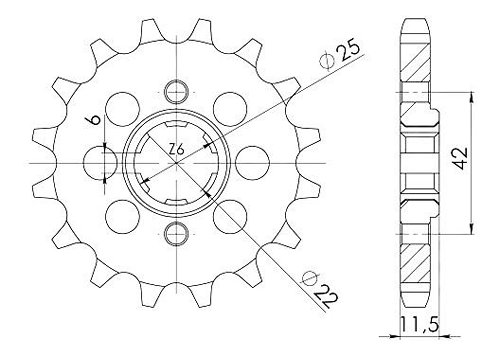 Supersprox Pinion 530 - 15Z - rough toothed 22,0/25,0