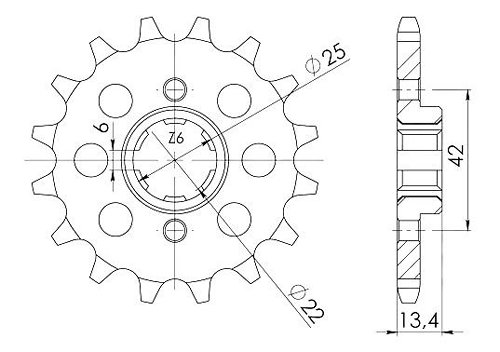 Supersprox Ritzel 525 - 15Z - grobverzahnt 22,0/25,0