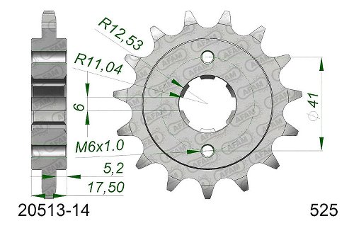 Supersprox Pinion 525 - 14Z - rough toothed 21,0/25,0