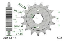 Supersprox pignone 525 - 14Z - a dentatura grossa 21,0/25,0