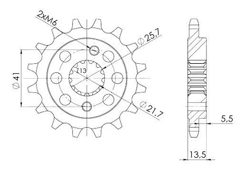 Supersprox pignone 525 - 15Z - a denti stretti 21,4/25,0