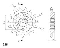 Supersprox quieto pignone 525 - 15Z - quieto, gommato