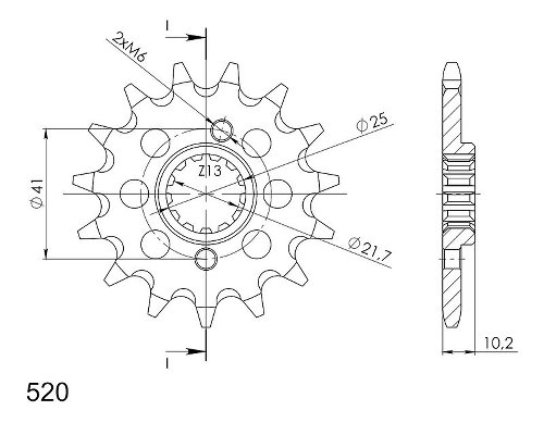 Supersprox silent Pinion 520 - 15Z - silent, gummed