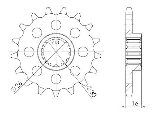 Supersprox Pinion 525 - 14Z - fine toothed 26,0/30,0