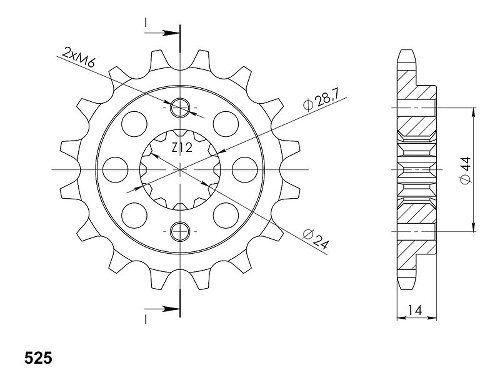 Supersprox quieto pignone 525 - 16Z - quieto, gommato