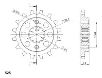 Supersprox silent Pinion 525 - 16Z - silent, gummed