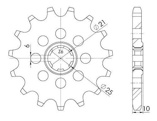 Supersprox Pinion 630 - 14Z - rough toothed 21,0/25,0