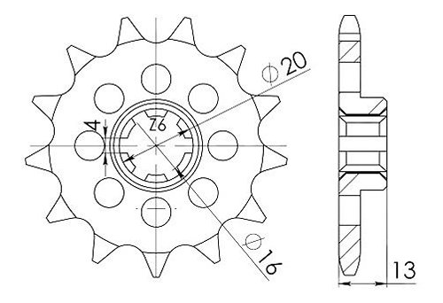 Supersprox Pinion 520 - 13Z - rough toothed 16,0/20,0