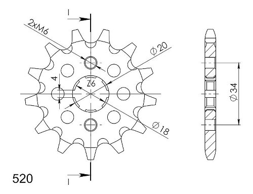 Supersprox Pinion 520 - 15Z - rough toothed 18,0/?