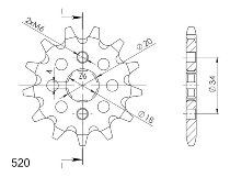 Supersprox Pinion 520 - 15Z - rough toothed 18,0/?