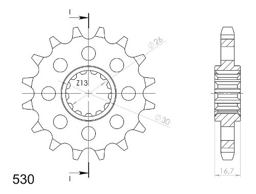 Supersprox silent Pinion 530 - 16Z - silent, gummed