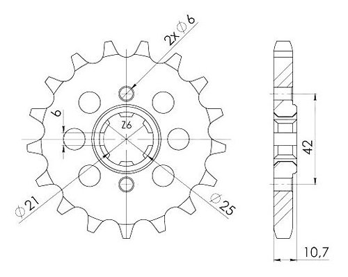 Supersprox Pinion 530 - 16Z - rough toothed 21,0/25,0