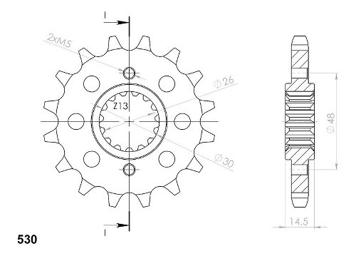 Supersprox quieto pignone 530 - 16Z - quieto, gommato