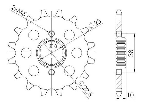 Supersprox Pinion 520 - 15Z - fine toothed 22,5/25,0