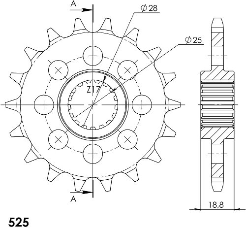 Supersprox pignone 525 - 20Z