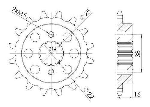 Supersprox Pinion 520 - 14Z - fine toothed 22,0/25,0