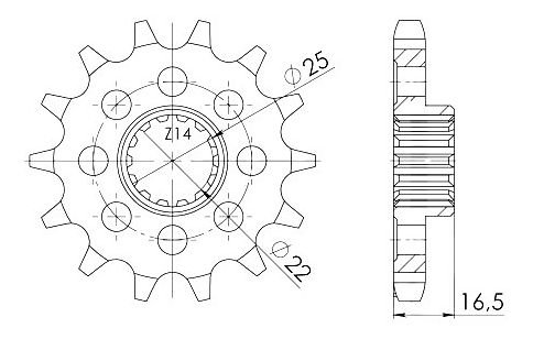 Supersprox Ritzel 530 - 14Z - feinverzahnt 22,0/25,0