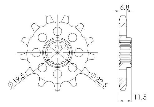 Supersprox piñón 428 - 14Z - de dientes finos 19,4/22,0