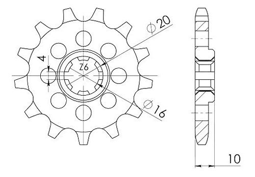 Supersprox Pinion 428 - 13Z - rough toothed 16,0/20,0