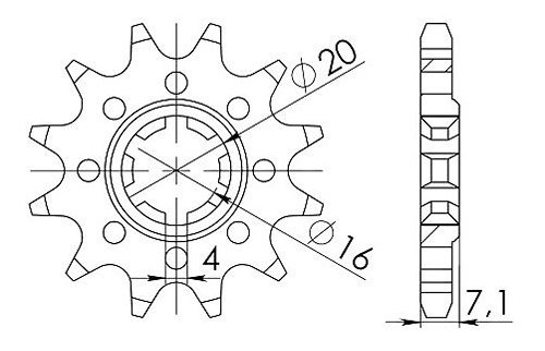 Supersprox Pinion 420 - 12Z - rough toothed 16,0/20,0