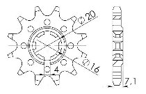 Supersprox Pinion 420 - 12Z - rough toothed 16,0/20,0