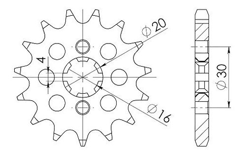 Supersprox Pinion 428 - 13Z - rough toothed 16,0/20,0