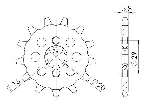 Supersprox Pinion 520 - 12Z - rough toothed 16,0/20,0