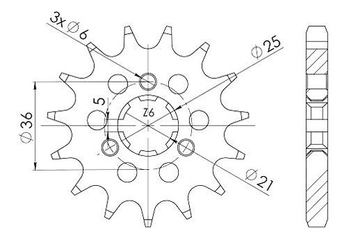 Supersprox pignone 530 - 14Z - a dentatura grossa 21,0/25,0