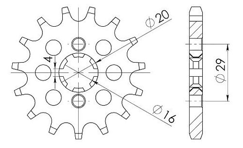 Supersprox Pinion 428 - 14Z - rough toothed 16,0/20,0