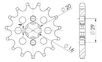 Supersprox Pinion 428 - 14Z - rough toothed 16,0/20,0