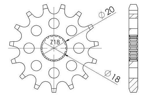 Supersprox pignone 428 - 12Z - a denti stretti 18,0/20,0