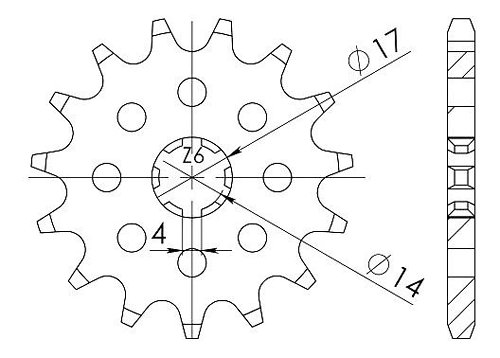 Supersprox Pinion 420 - 12Z - rough toothed 17,0/20,0