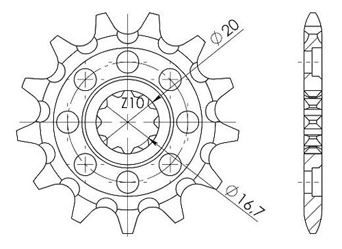 Supersprox Ritzel 520 - 13Z - feinverzahnt 16,0/20,0