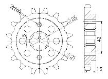 Supersprox Pinion 530 - 15Z - rough toothed 25,0/21,0