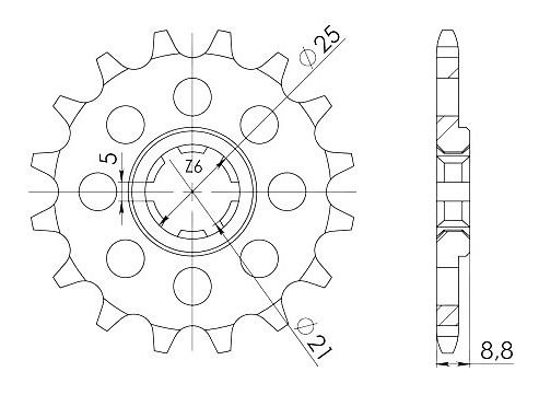 Supersprox Pinion 520 - 13Z - rough toothed 21,0/25,0