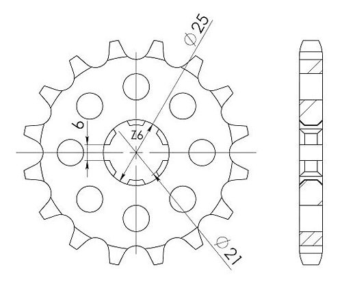 Supersprox Pinion 530 - 15Z - rough toothed 21,0/25,0