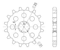 Supersprox Pinion 530 - 15Z - rough toothed 21,0/25,0