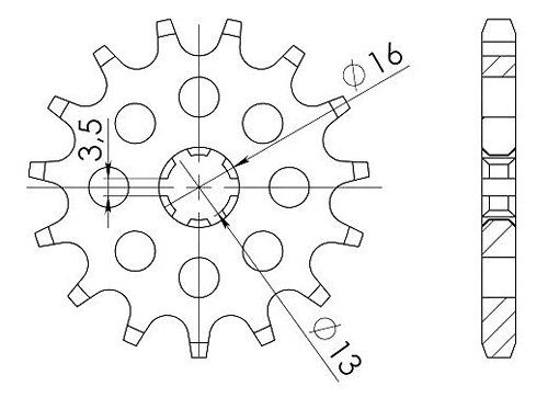 Supersprox Ritzel 428 - 14Z - grobverzahnt 16,0/13,0