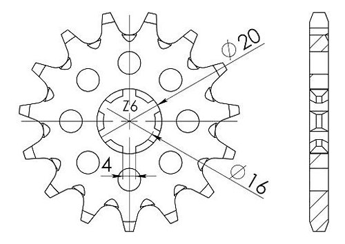 Supersprox Pinion 420 - 12Z - rough toothed 16,0/20,0