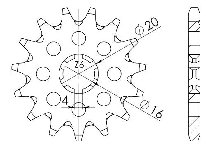 Supersprox Pinion 420 - 12Z - rough toothed 16,0/20,0