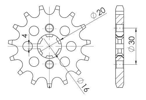 Supersprox Pinion 428 - 13Z - rough toothed 16,0/20,0