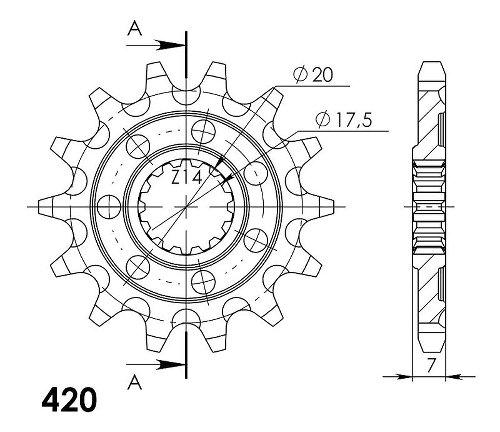 Supersprox Pinion 420 - 14Z