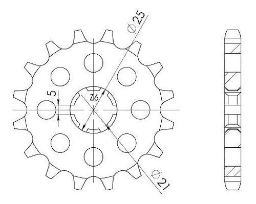 Supersprox Pinion 530 - 15Z - rough toothed 21,0/25,0